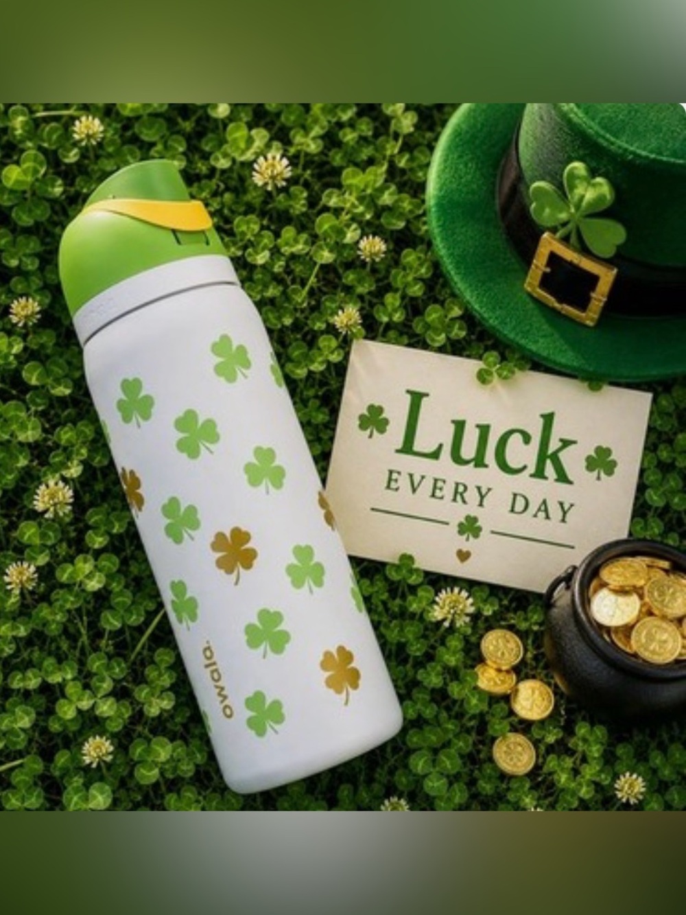 NIB Owala 32 oz FreeSip Lucky Clover the Rainbow LIMITED EDITION Water Bottle